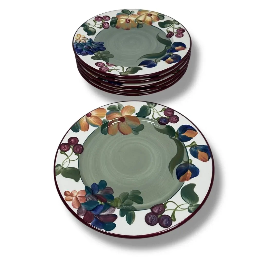 Vintage MacTavish & Herzog Pottery Dinner Plates Floral Lot of 6 Studio Art Rare